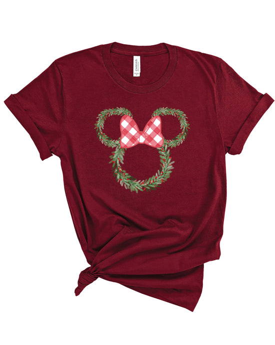 Minnie Christmas Wreath | Kids Tee-Kids Tees-Sister Shirts-Sister Shirts, Cute & Custom Tees for Mama & Littles in Trussville, Alabama.