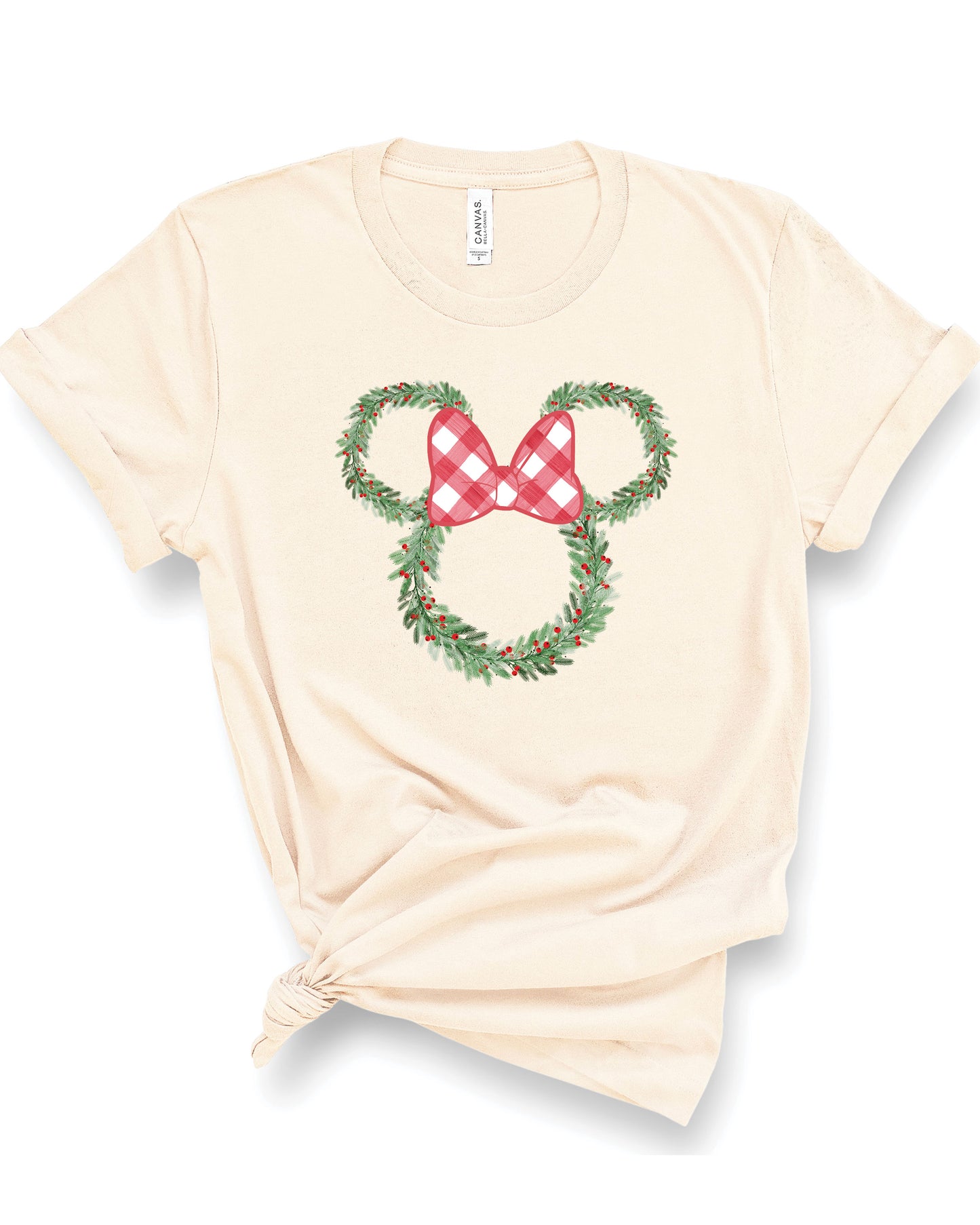 Minnie Christmas Wreath | Adult Tee-Adult Tee-Sister Shirts-Sister Shirts, Cute & Custom Tees for Mama & Littles in Trussville, Alabama.