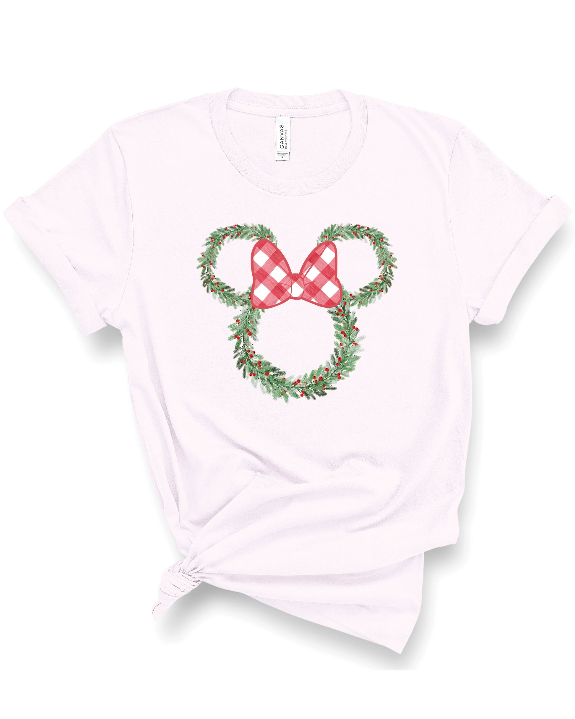 Minnie Christmas Wreath | Tee | Kids-Kids Tees-Sister Shirts-Sister Shirts, Cute & Custom Tees for Mama & Littles in Trussville, Alabama.