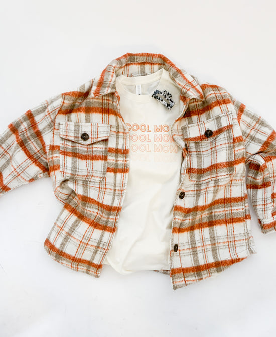 Orange Plaid Shacket-Jacket-Sister Shirts-Sister Shirts, Cute & Custom Tees for Mama & Littles in Trussville, Alabama.