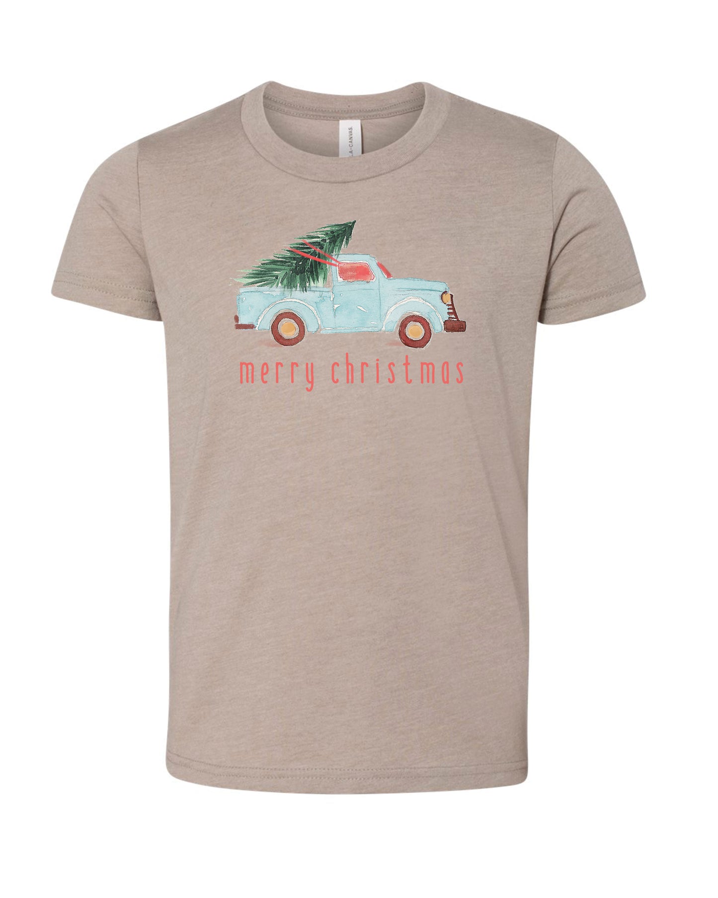 Watercolor Christmas Truck | Kids Tee-Kids Tees-Sister Shirts-Sister Shirts, Cute & Custom Tees for Mama & Littles in Trussville, Alabama.