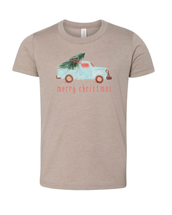 Watercolor Christmas Truck | Kids Tee-Kids Tees-Sister Shirts-Sister Shirts, Cute & Custom Tees for Mama & Littles in Trussville, Alabama.