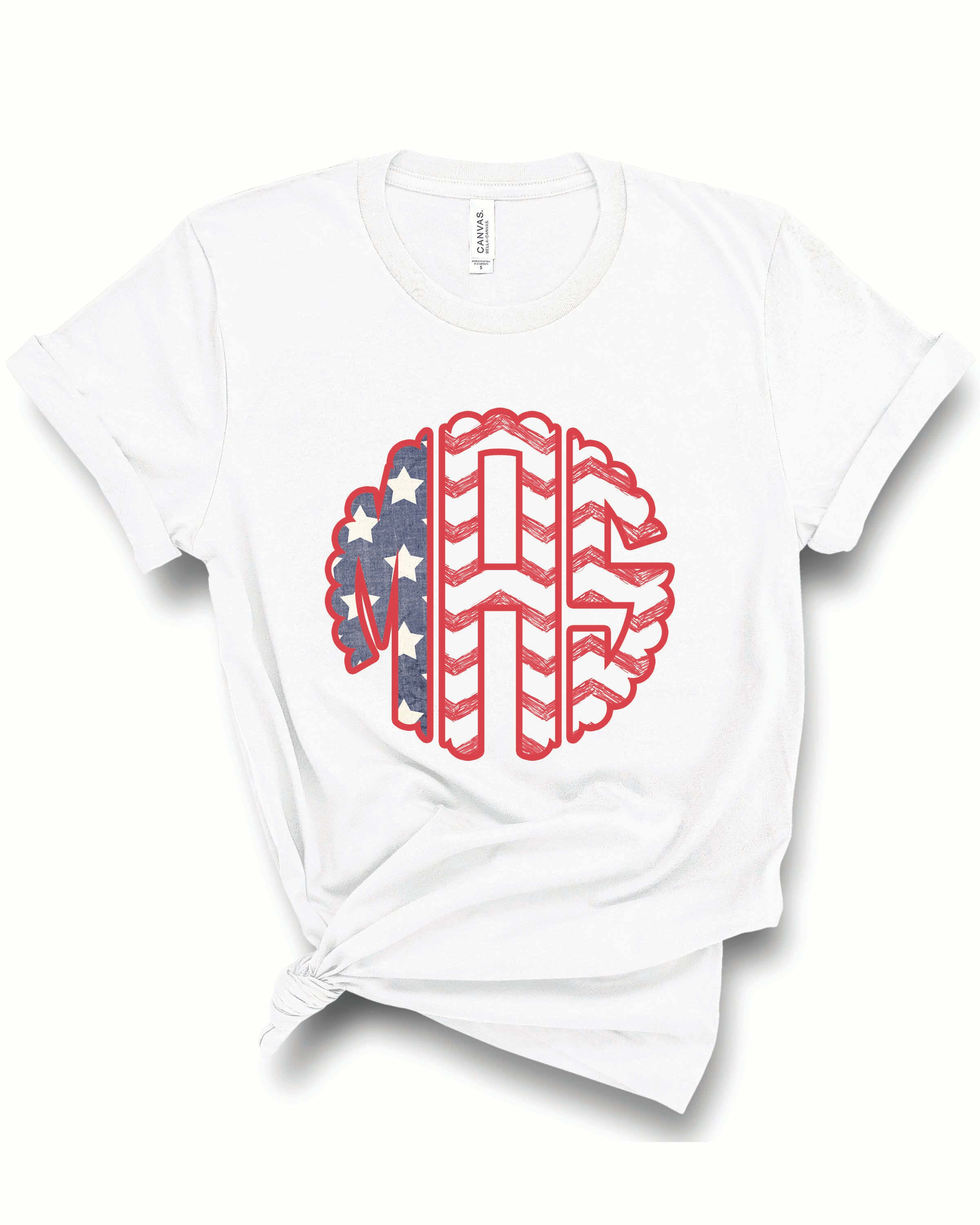 Flag Monogram | Adult Tee-Adult Tee-Sister Shirts-Sister Shirts, Cute & Custom Tees for Mama & Littles in Trussville, Alabama.
