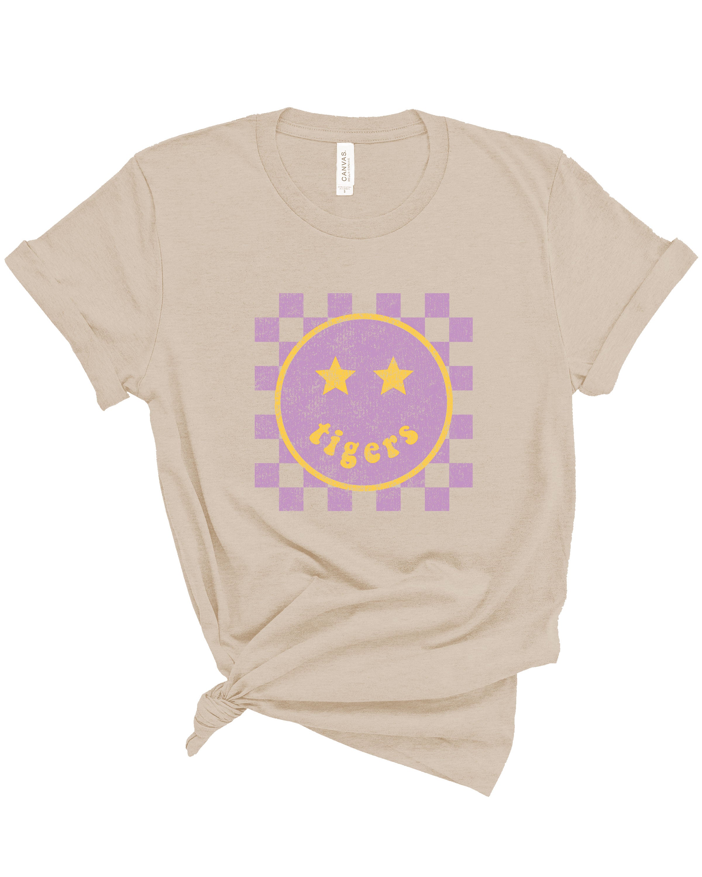 Springville Tigers Happy Checkered | Adult Tee-Womens - Tops - Tees-Sister Shirts-Sister Shirts, Cute & Custom Tees for Mama & Littles in Trussville, Alabama.