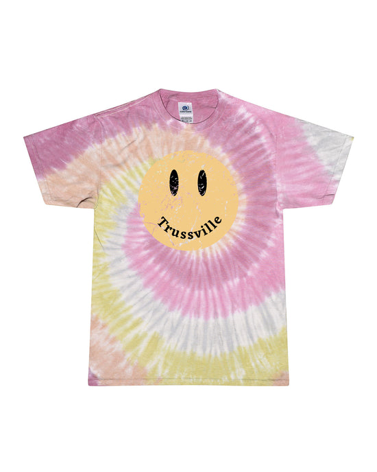 Tie Dye Trussville Happy Face | Tee | Adult-Adult Tee-Sister Shirts-Sister Shirts, Cute & Custom Tees for Mama & Littles in Trussville, Alabama.