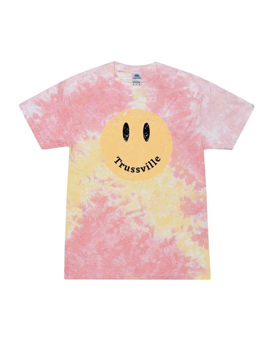 Load image into Gallery viewer, Tie Dye Trussville Happy Face | Tee | Adult-Adult Tee-Sister Shirts-Sister Shirts, Cute &amp;amp; Custom Tees for Mama &amp;amp; Littles in Trussville, Alabama.

