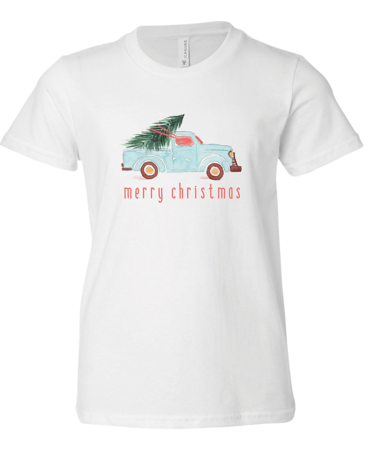 Watercolor Christmas Truck | Kids Tee-Kids Tees-Sister Shirts-Sister Shirts, Cute & Custom Tees for Mama & Littles in Trussville, Alabama.